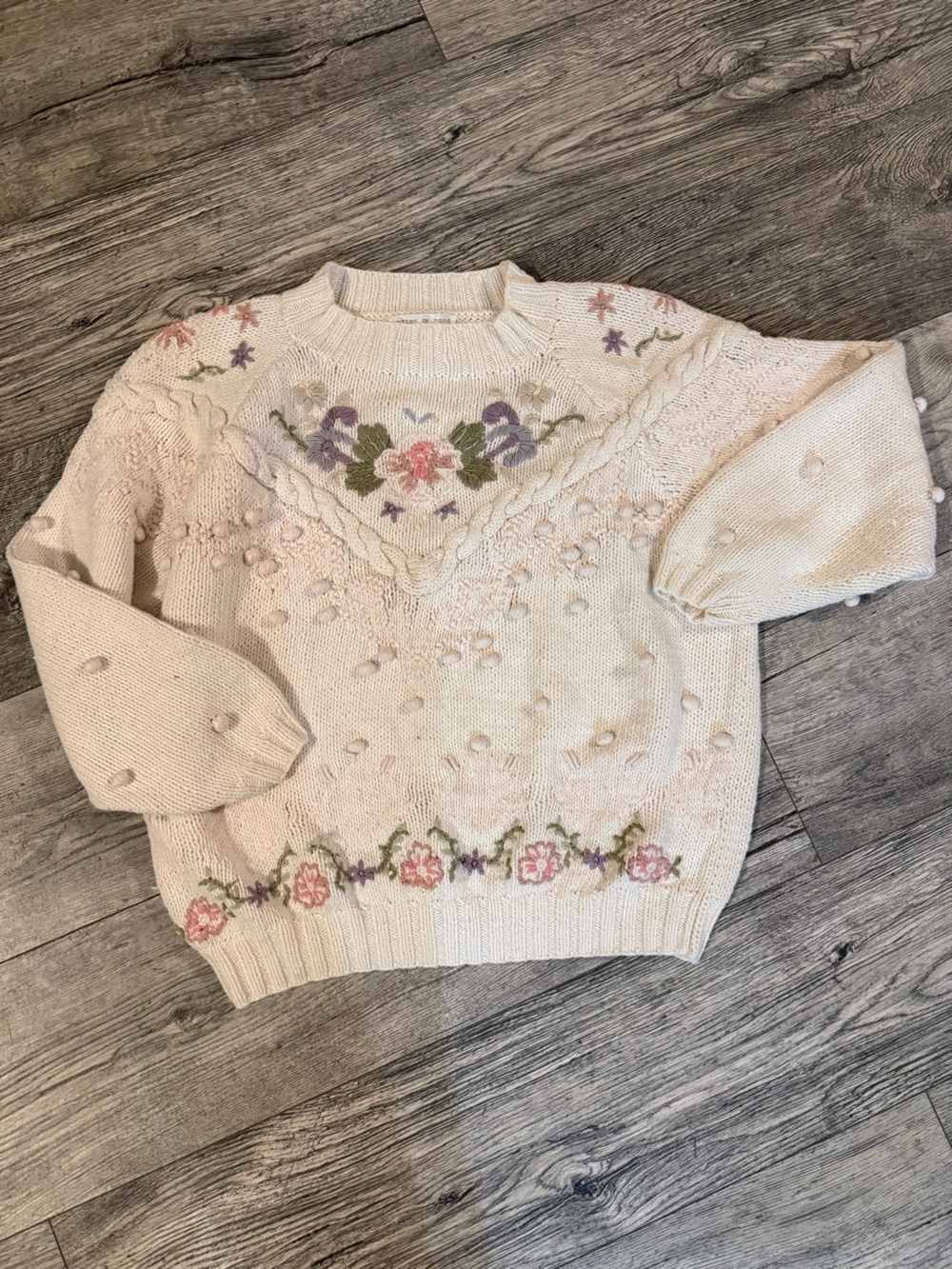 Vintage Boaz floral hand knit crewneck S/M